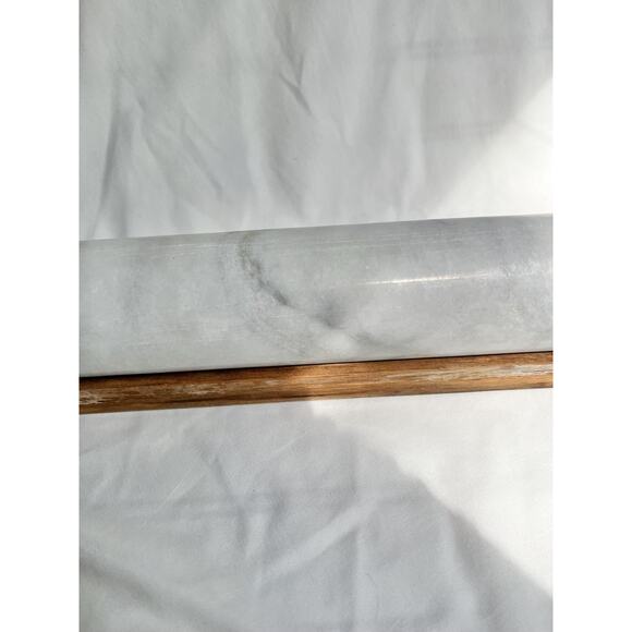 Vintage Heavy Marble Rolling Pin with Stand - Dark Wood, White and Grey Marble - Picture 4 of 10